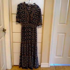 Cute blue print tiered long dress by Max Studio!